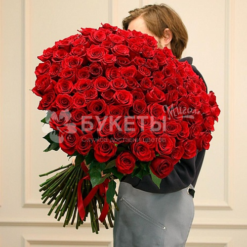 Букет из 101 красной розы (Эквадор) 50 см