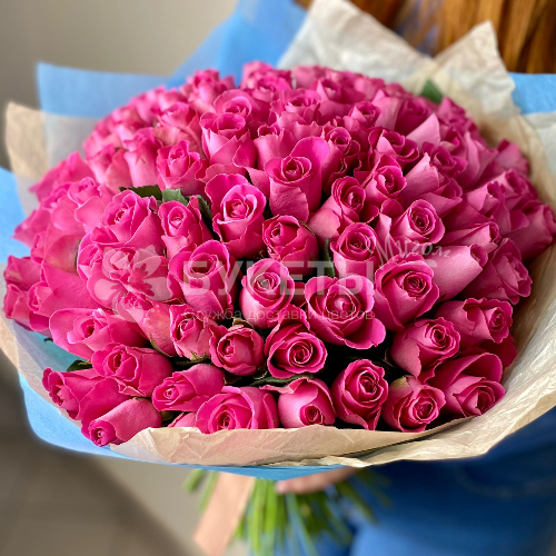 Букет 101 розовая роза "Кения"