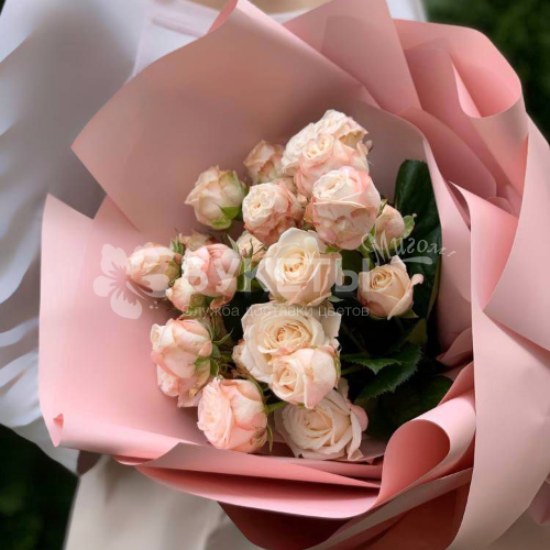 Букет из 7 кремовых кустовых пионовидных роз
