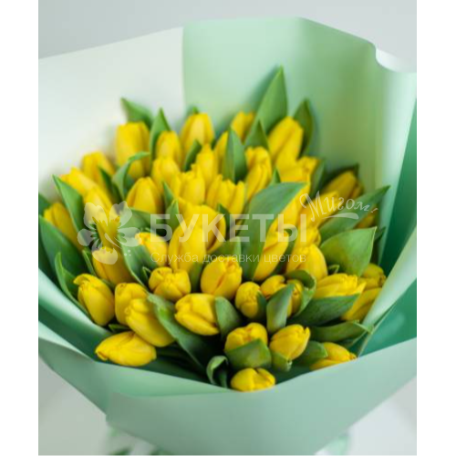 Букет из 51 желтого тюльпана