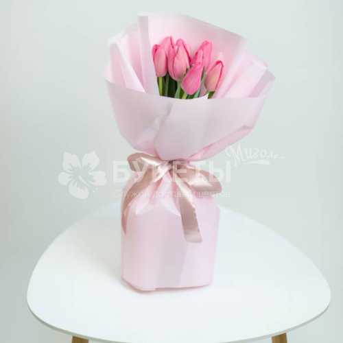 Букет из 9 розовых тюльпанов