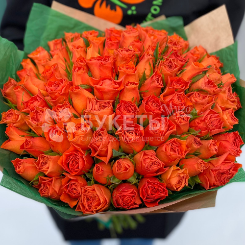 Букет из 101 оранжевой розы "Кения"