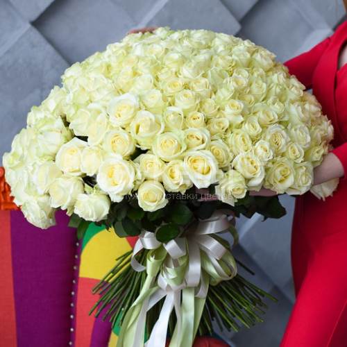 Букет из 201 белой розы 60 см "Аваланш"