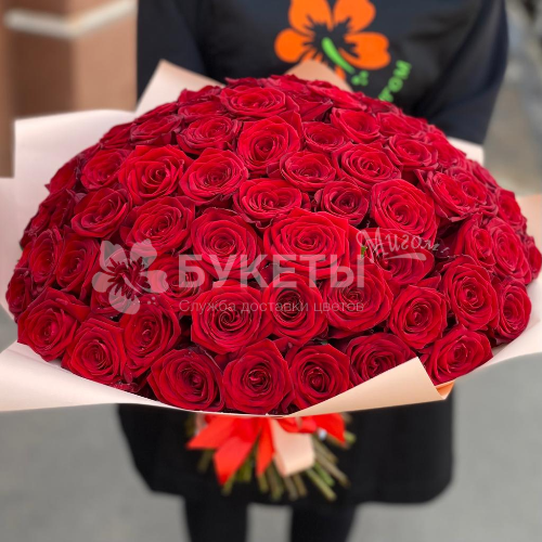 Букет из 101 красной розы "Ред Наоми" 40 см
