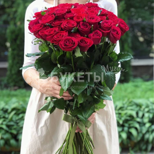 Букет из 51 красной высокой розы VIP (70 см)