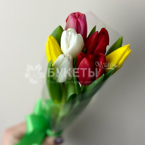 Букет из 7 тюльпанов микс