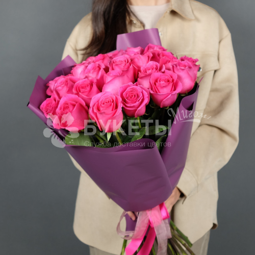 Букет из 15 розовых роз (Эквадор) 50 см