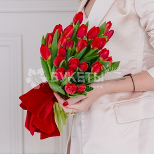 Букет из 25 красных тюльпанов