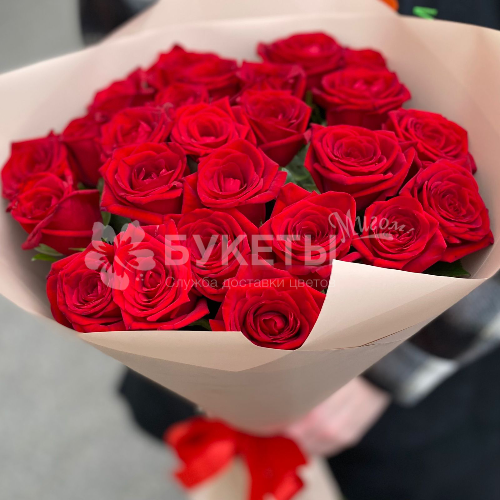 Букет из 25 красных роз "Ред Шарм"