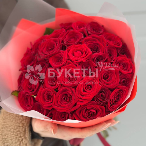 Букет из 35 ароматных красных роз "Ред"
