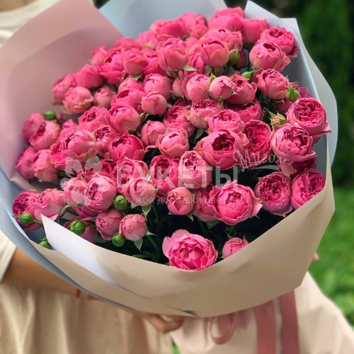 Букет из 19 пионовидных кустовых роз "Мисти баблс"