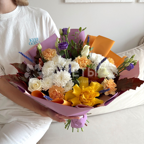 Букет "Цветы для учителя" с листьями дуба