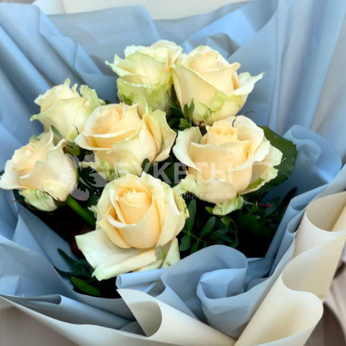 Букет из 7 персиковых роз "Пич Аваланш"