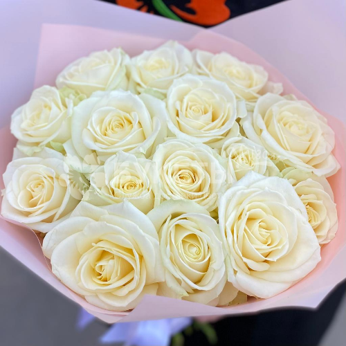 Букет из 15 белых роз "Аваланш"