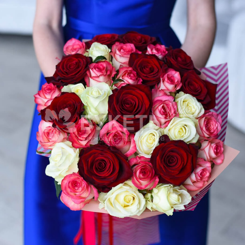 Букет из 35 роз "Конфетти"