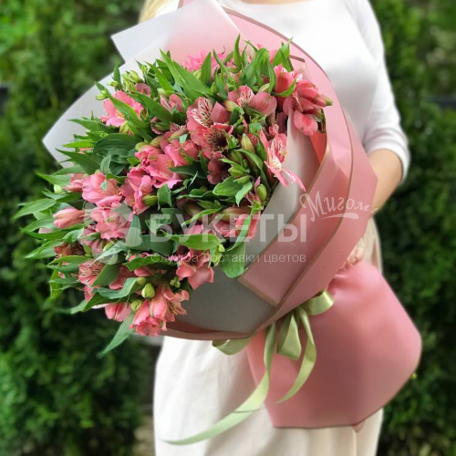 Букет из 25 розовых альстромерий