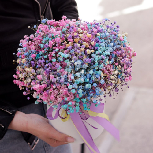 7 гипсофил микс в шляпной коробке