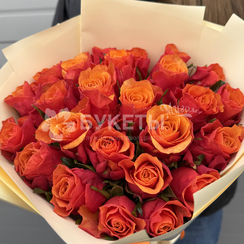 Букет из 25 огненных роз "Феникс"