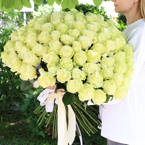 Букет из 101 белой эквадорской розы Premium