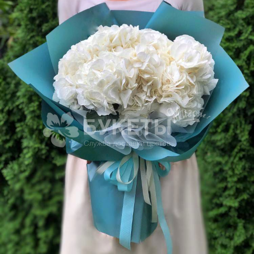 Букет из 7 белых гортензий