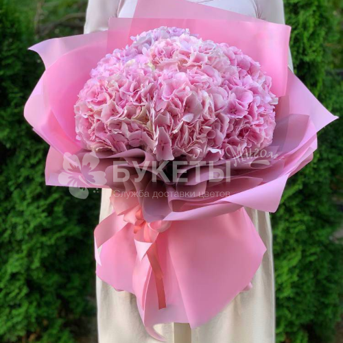 Букет из 5 розовых гортензий