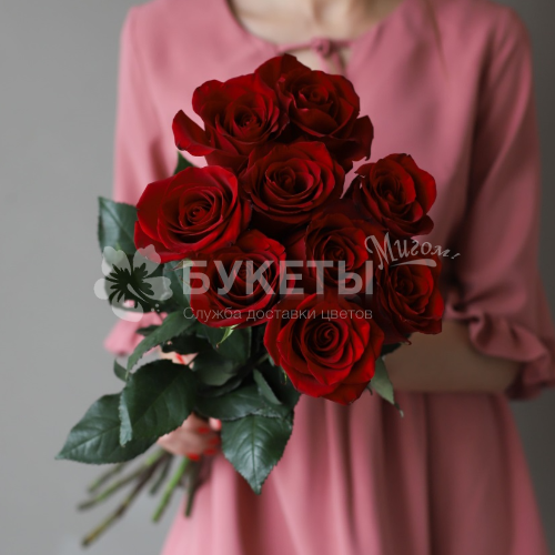 Букет из 9 красных высоких роз (Эквадор)