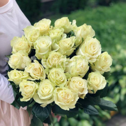 Букет из 21 белой розы Мондиаль Premium