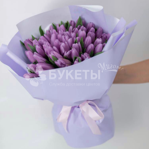 Букет из 51 сиреневого тюльпана Premium
