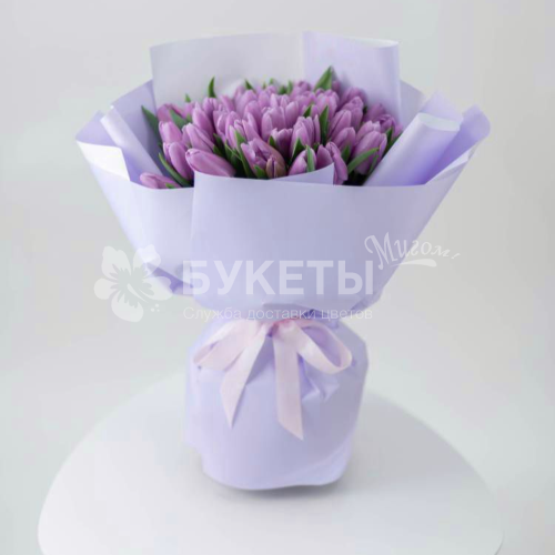 Букет из 51 сиреневого тюльпана Premium