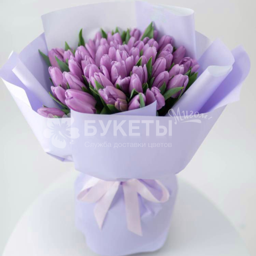 Букет из 51 сиреневого тюльпана Premium