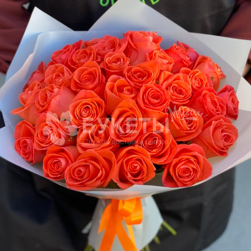 Букет из 35 оранжевых роз 40 см