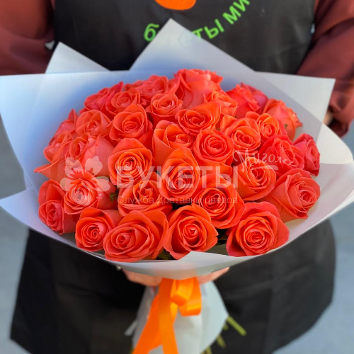 Букет из 35 оранжевых роз 40 см