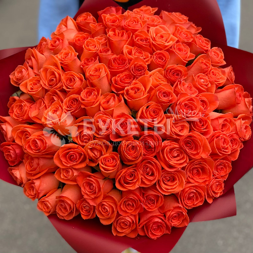 Букет из 101 оранжевой розы