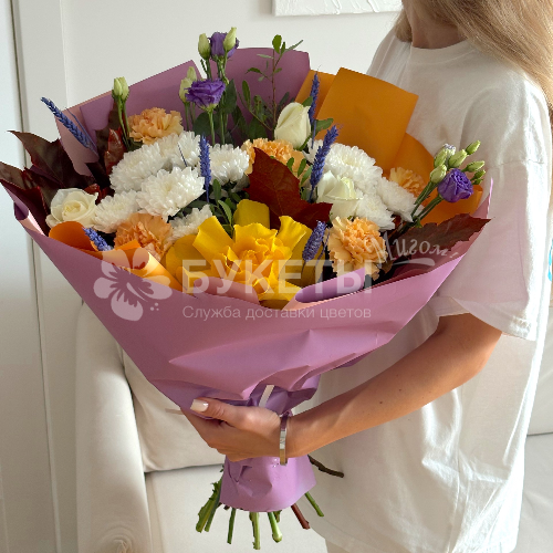 Букет "Цветы для учителя" с листьями дуба