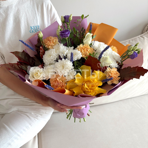 Букет "Цветы для учителя" с листьями дуба